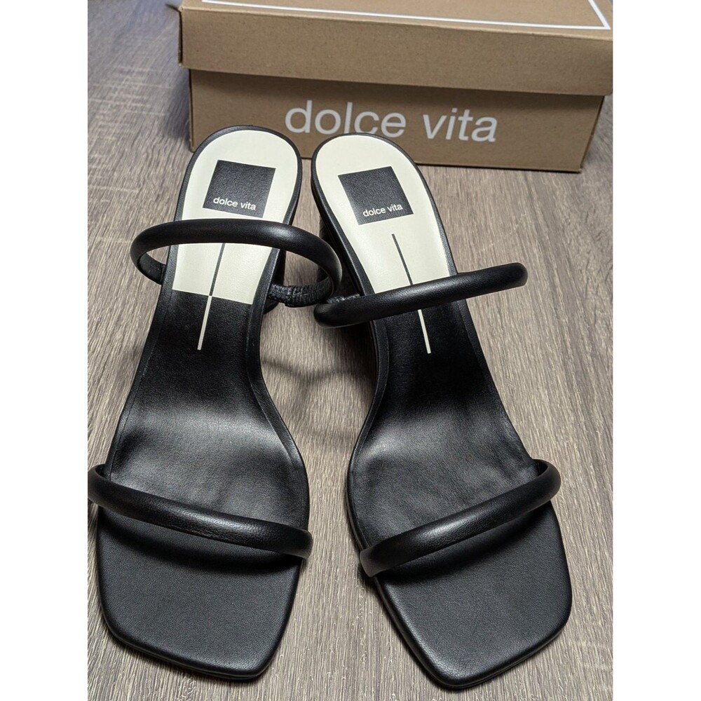 Dolce Vita Women's Heels Black Size 9W Leather Block Heel Sandals